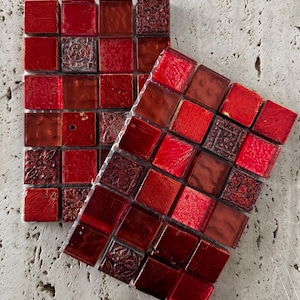 Mosaic stones glass-ceramic mix red for crafting and decorating #MO30