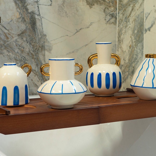 Blue White Vase Etsy