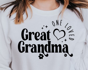 Eén geliefde overgrootmoeder SVG | Nieuwe oma 2024 SVG | Overgrootmoeder SVG | Moederdag PNG-shirt