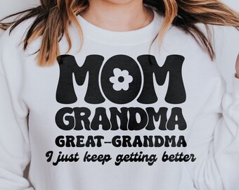 Moeder oma overgrootmoeder SVG | Nieuwe oma 2024 SVG | Overgrootmoeder SVG | Moederdag PNG-shirt