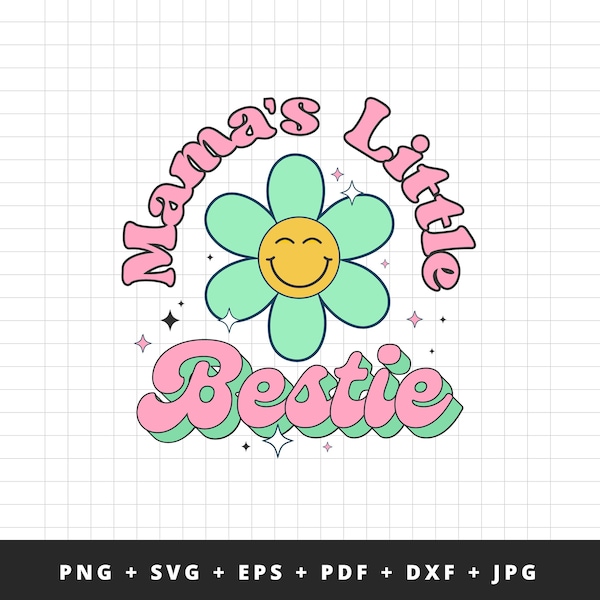 Mama's Little Bestie PNG, Mama's Bestie, Retro Boho Style For Little Girl, PNG digital Download, Girl Shirt, PNG Digital Download