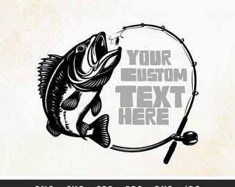 Customizable Bass Fishing SVG, PNG - Add Your Own Text for T-Shirt, Making Gifts
