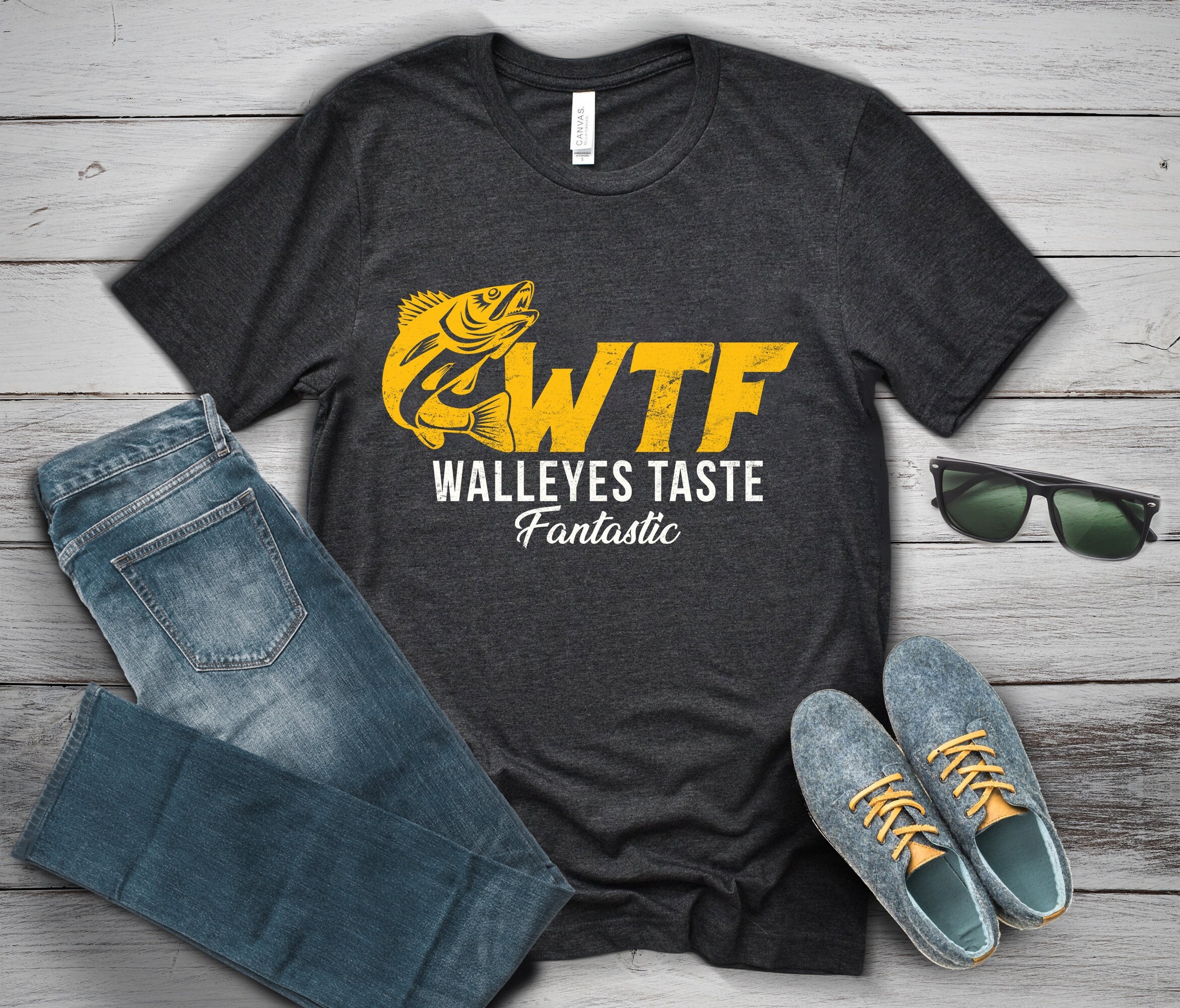  WTF Walleyes Taste Fantastic Fun Fishing T-shirt : Clothing,  Shoes & Jewelry