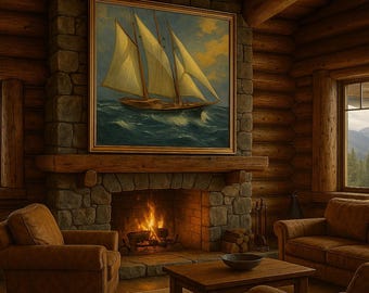 Vintage Sailboat Art Print: Nautical Maritime Painting (Digital Download) (High Resolution)