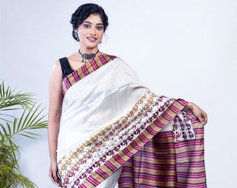 Buy this classic white saree