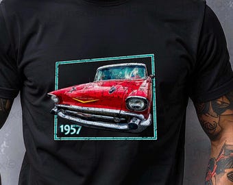 1957 Chevy Bel Air T-Shirt, Vintage Automotive Art, Classic Car Tee
