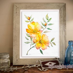 Yellow Pansy Watercolor Art Print: Farmhouse Floral Decor