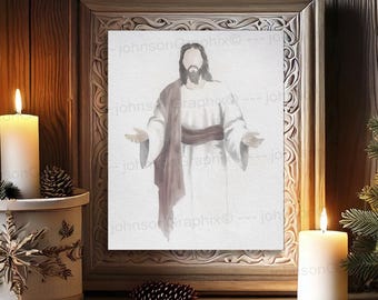 Welcome Jesus Watercolor Art Print: Religious Home Decor