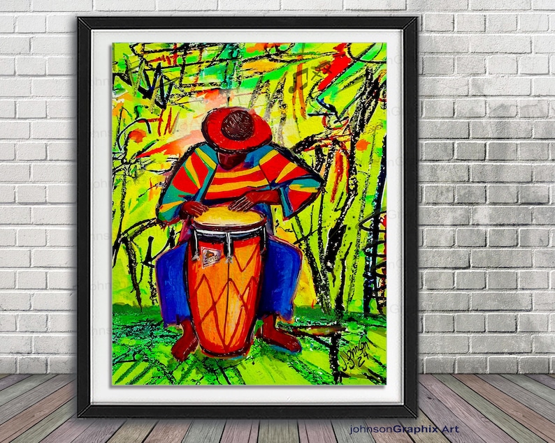 Abstract Conga Drummer Painting Print: Percussionist Gift - Etsy