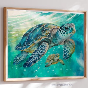 Schildkröte Poster, Meer Schildkröte Kunst, Meer Leben digitaler Download, Schildkröte Poster, Meer Leben Kinderzimmer Dekoration, Schildkröte Clip Art