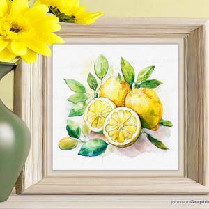 Yellow Lemons Watercolor Painting, Freshen Up your Kitchen With This Fresh Lemons Wall Art Print, Fruit Artwork Dining Room Wall Art Decor