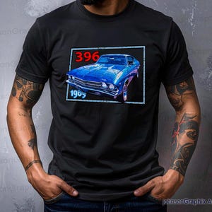 シェベルTシャツ 1969年 アメリカンレジェンド クラシックカーアートワーク - ヴィンテージグランジ クラシック シボレー マッスルカー 自動車アート - お父さんへのカーガイギフト