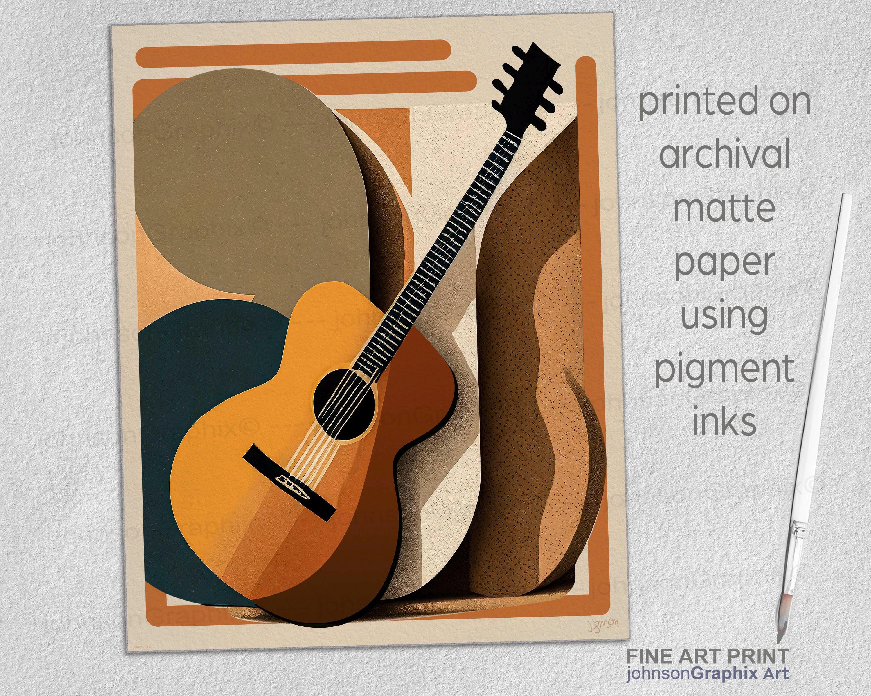 Acoustic Guitar Art Print: Mid Century Modern Music Poster - Etsy