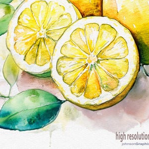 Yellow Lemons Watercolor Painting - Freshen Up your Kitchen With This Fresh Lemons Wall Art Print - Fruit Artwork Dining Room Wall Art Decor