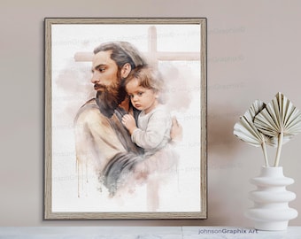 Jesus and Child Print: Watercolor Religious Art