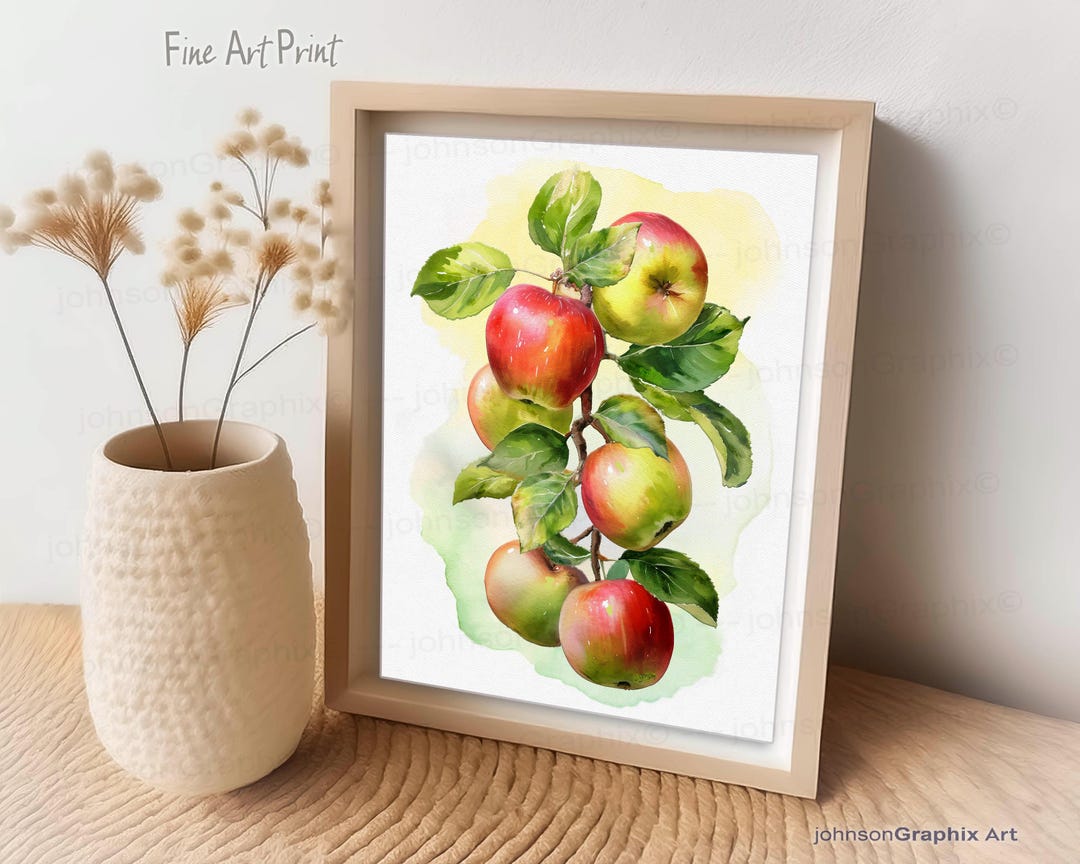 Apple Watercolor Painting Print: Country Kitchen Wall Art - Etsy