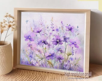 Violet Pansy Watercolor Art Print: Purple Floral Wall Decor
