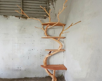 Tree corner shelf solid wood driftwood branch wall mount bookshelf decor rustic funiture