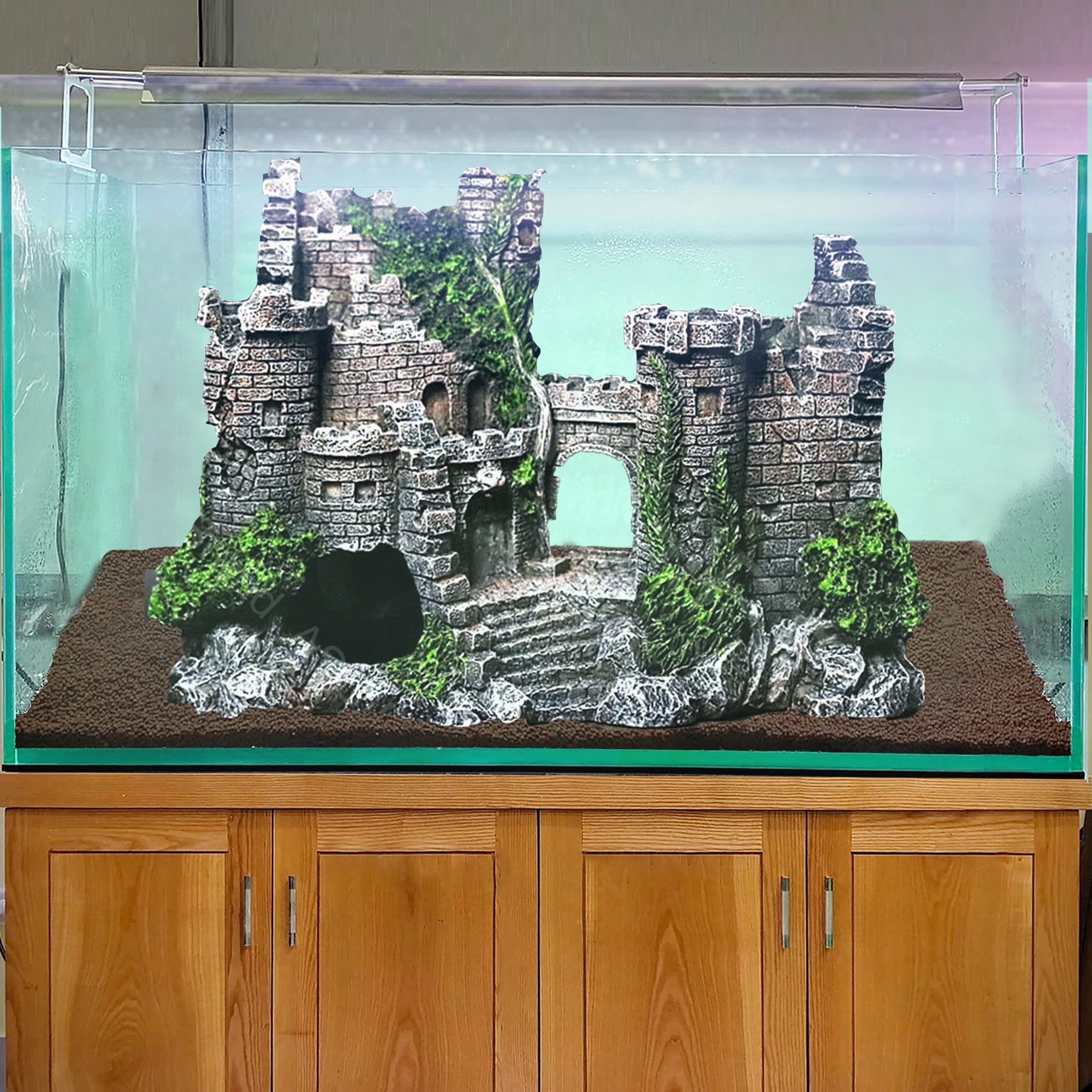 Aquarium Cave Castle Decoration Artificial Building Rocks Fish Tank  Landscaping Ornament 