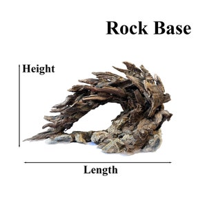 May include: A brown and gray rock base for a terrarium or aquarium. The base is shaped like a wave and has a height of approximately 10 inches and a length of approximately 18 inches.