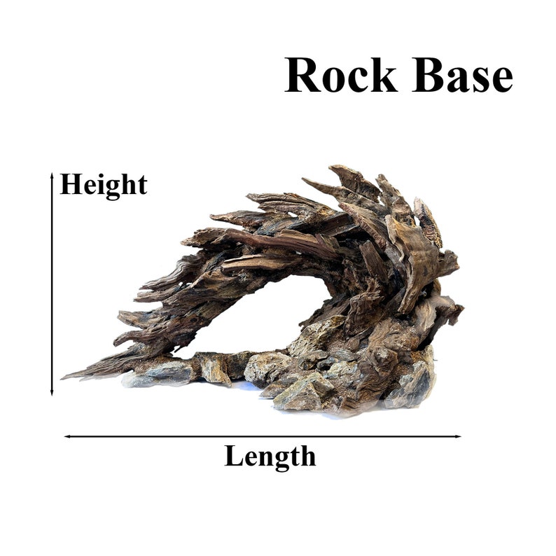 May include: A brown and gray rock base for a terrarium or aquarium. The base is shaped like a wave and has a height of approximately 10 inches and a length of approximately 18 inches.