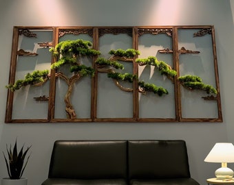 Décoration murale en bois flotté, cadre bonsaï suspendu, décoration d'art à la maison