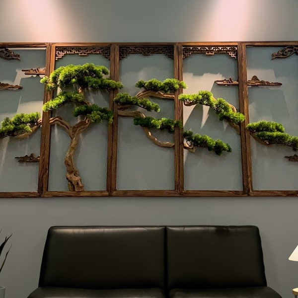 Driftwood wall art hanging bonsai frame home art decor