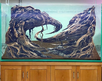 Aquarium driftwood bonsai aquascape hardscape plants fish tank background home decor