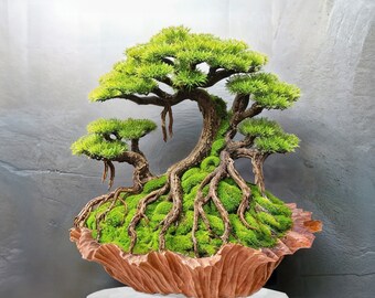 Drift Wood Bonsai Tree Marimo Moss Artificial Plants Handmade Furniture and  Decor - Etsy Norway