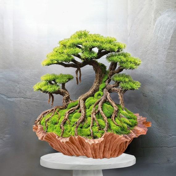 流木盆栽マリモ苔人工植物手作り家具と装飾 - Etsy 日本