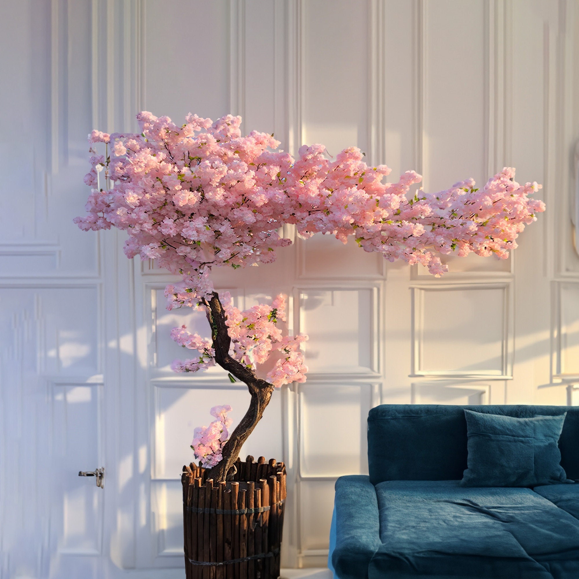 Faux Artificial Flower Sakura Blossom Stem 37 Tall Silk