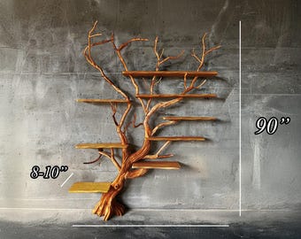 天然流木棚、木の枝の本棚、無垢材の本棚、壁掛け本棚 - Etsy 日本