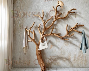 Tree branch coat rack wall mount natural driftwood branch coat hook unique hat rack decorative hook for wall art