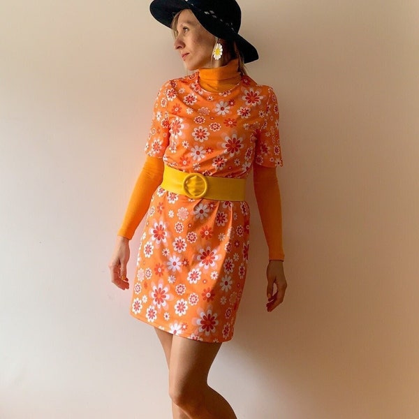 Sunny Fields - 60s Mod Dress | 1960s-1970s Hippie Vintage-Inspired 60s short sleeve t-shirt mod mini dress | Plus Size Retro Clothing XS-5XL