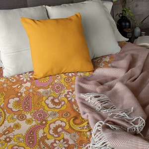 Pastel Paisley - Microfiber Duvet Cover | 1960s-1970s hippie, mid century modern bedroom decor | Pink yellow orange paisley retro bedding