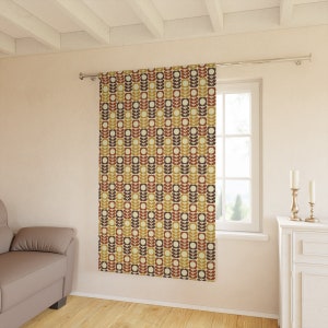 Retro Flowers - Blackout Window Curtain | 1960s-1970s Groovy Hippie Home Decor | Midcentury Modern, MCM, Living Room/Bedroom Curtain