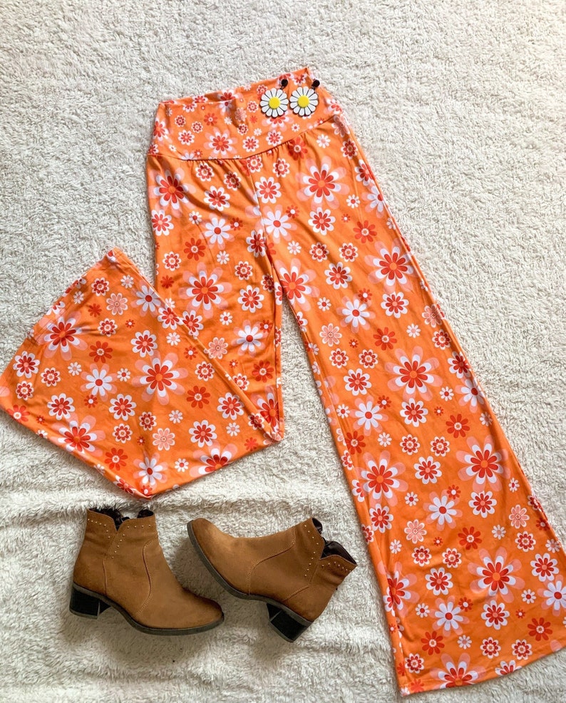 Sunny Fields Flare Leggings Retro 1960s1970s Hippie Vintageinspired