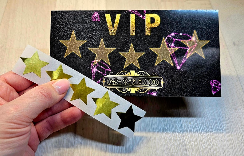 VIP Casino savings game, scratch, cards, stickers, tickets, VIP band, budget image 5