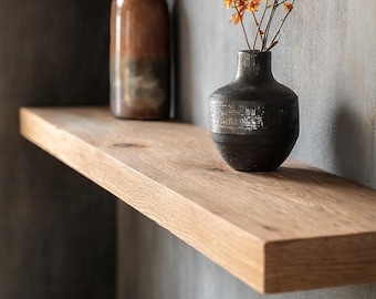 Floating Shelf Sustainable Oak | Reclaimed Wood Shelves | Wall Mounted Shelf | Book Shelves | Live Edge Wood Shelves | Incl. Blind Bracket