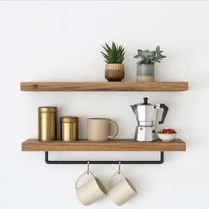 Reclaimed Oak Wall Shelf – 4 cm Thick, 20 cm Deep (Incl. Hidden Mounting) Solid | Rustic Wall Shelf | Floating Shelf | Wall Plank | Planed