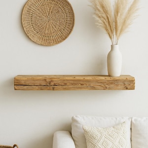 Rustic Floating Wall Shelf | Solid Reclaimed Old Pine Wood | Handmade Floating Shelf | Floating Beam | Wall Mounted Shelf Rustic Home Decor