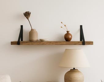 Estante rústico de pared de madera reciclada | Estante de tablones de roble | Estante industrial con soportes de acero | Decoración de pared de cocina de madera