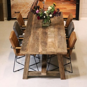 Rustic Solid Oak Dining Table Reclaimed Wood Table Old Oak Wood Farmhouse Kitchen Table Top Rustic Wooden Tabletop 100% RECYCLED OAK