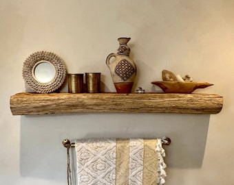 Reclaimed Oak Shelf Handmade Wooden Shelf Rustic Wall Shelf Industrial Wood Shelf Sustainable Oak Shelving Farmhouse Wood Shelf