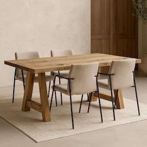 Vintage Style Reclaimed wood Table  | Handmade Old Oak Farmhouse Furniture | Rustic Solid Wood Kitchen Table | Custom Sizes Available