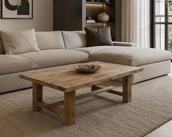 Handmade Industrial Coffee Table from Reclaimed Oak | Sustainable & Unique Design