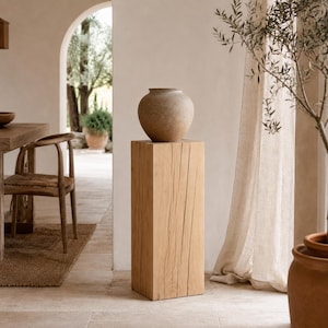 Base de roble Madera maciza Base de madera hecha a mano para estatua, planta o arte Soporte de exhibición de madera natural Rústico y duradero