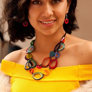 Multicolour Tagua Nut Statement Necklace