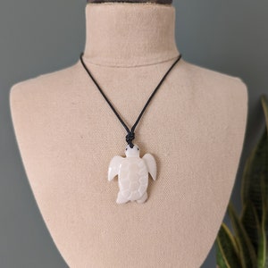 Natural White Turtle Tagua Nut Pendant Necklace