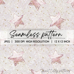 Pink stars seamless pattern| Repeat pattern |Digital Seamless pattern file for fabric wall paper gift paper |Digital paper